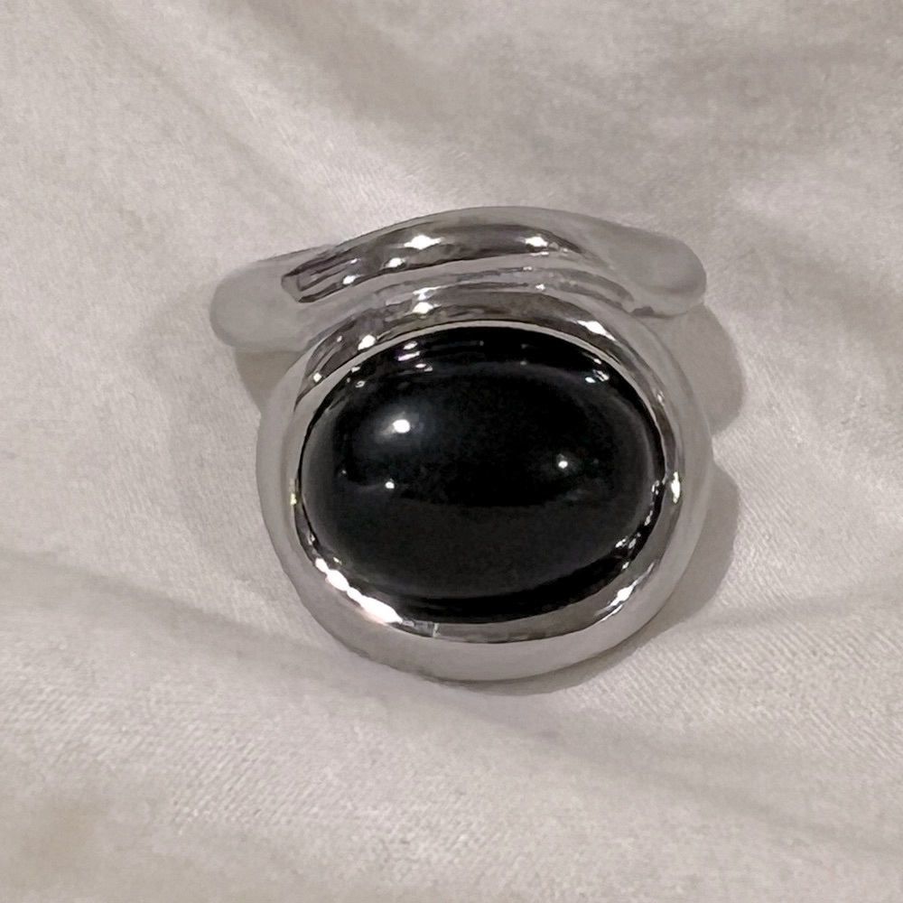Silver And Black Statement Ring - image 1